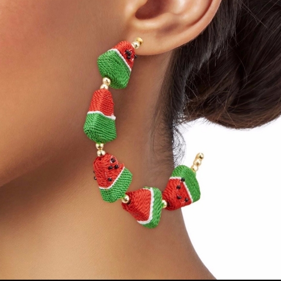 Kenneth Jay Lane Jewelry - NWT Kenneth Jay Lane Watermelon Hoop Earrings
